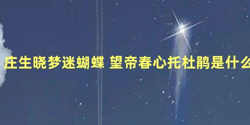庄生晓梦迷蝴蝶 望帝春心托杜鹃是什么鸟